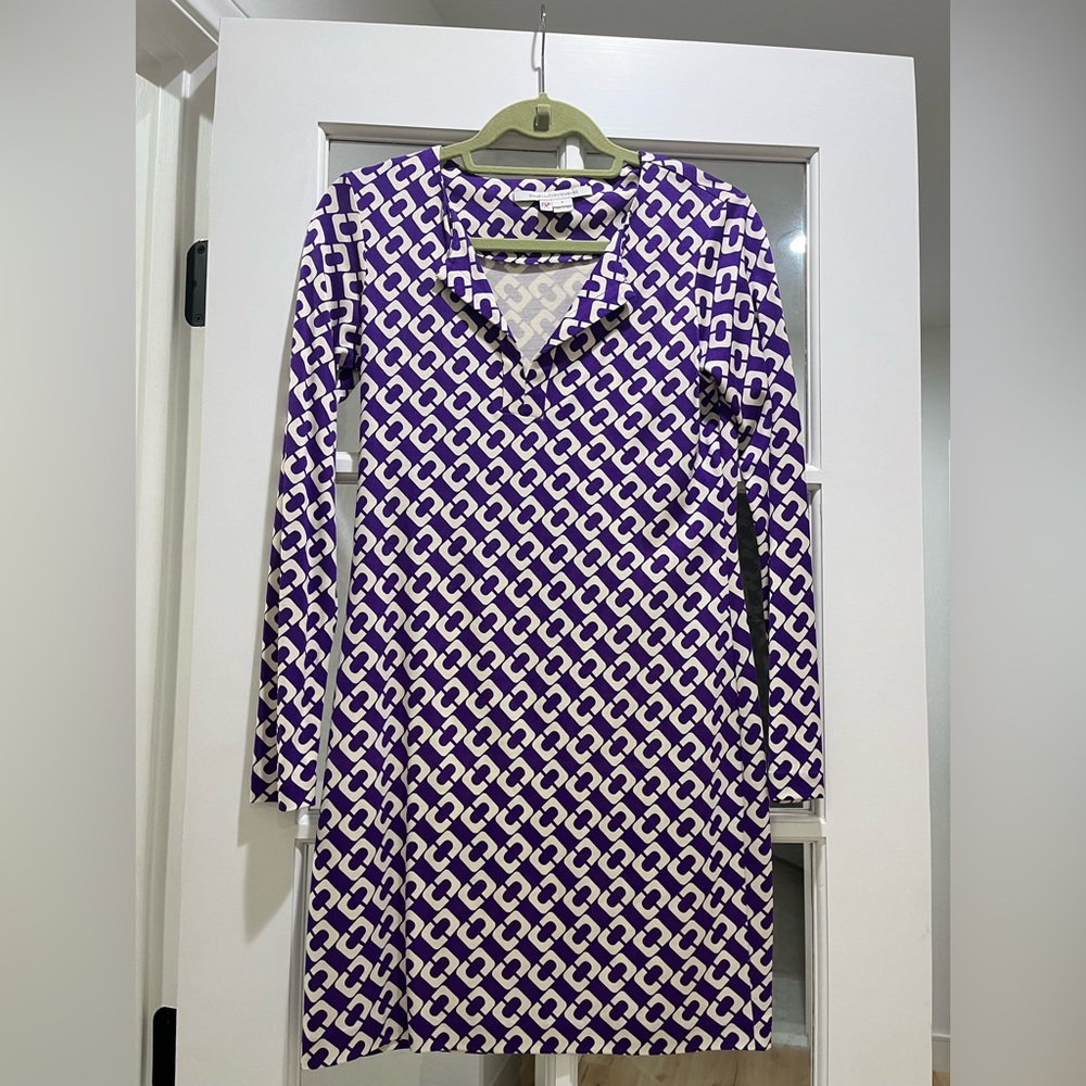 DVF purple long sleeve dress, size 4